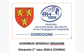 Assemblée générale ordinaire CDMJSEA Dordogne : Dimanche 1er mars 2026 à Coursac