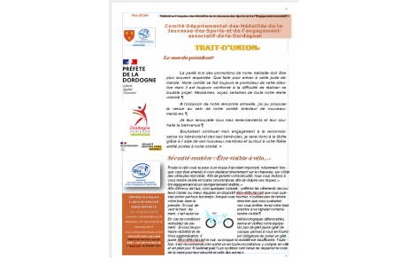 Trait d'union mai 2026 : consulter notre revue CDMJSEA Dordogne